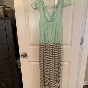 Mint green and gray maxi dress